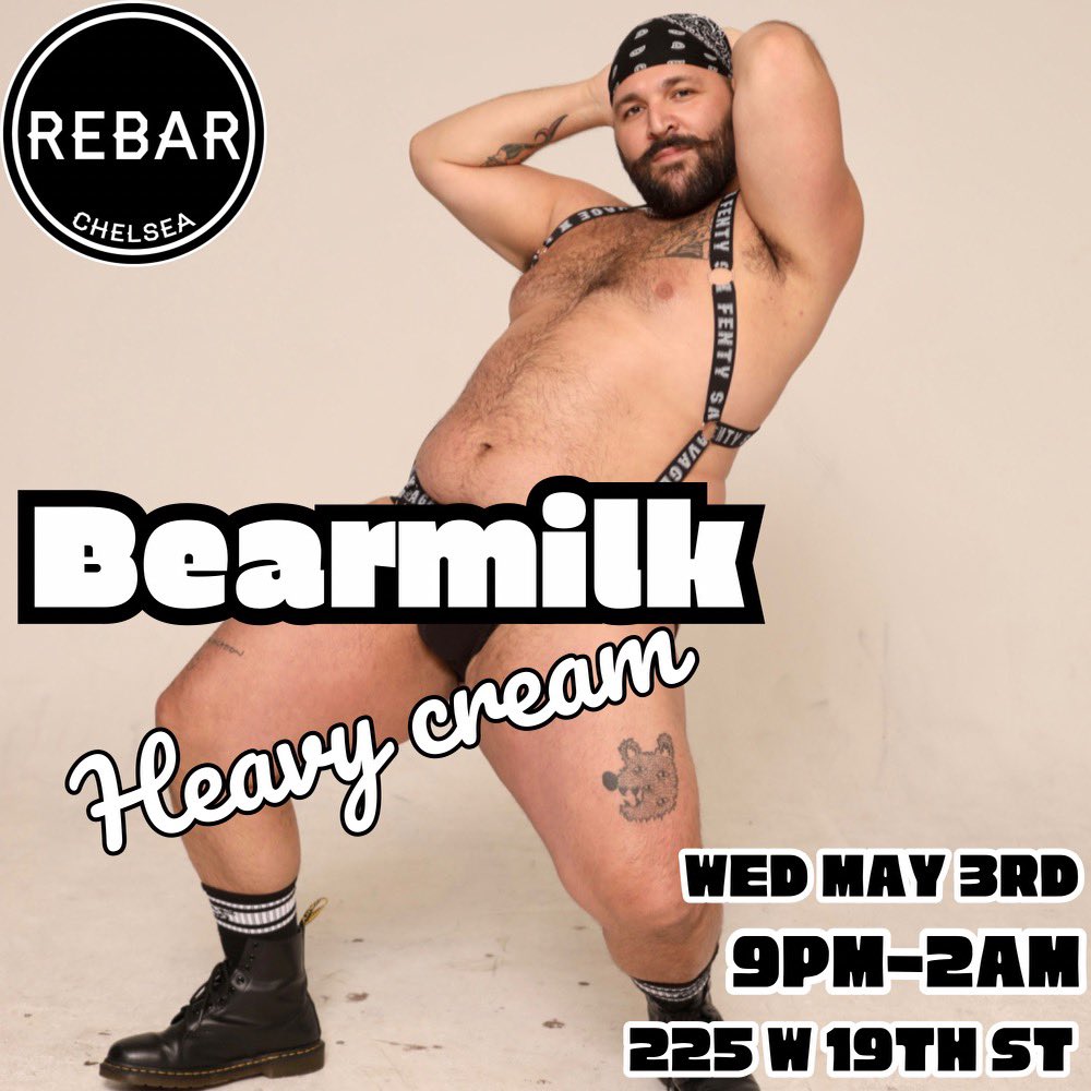 Tonite! Super excited to have @jaymcfly50 hosting BEAR MILK 😈🐻🎉 225 W 19th st in Manhattan, $15 at the door cash only.
