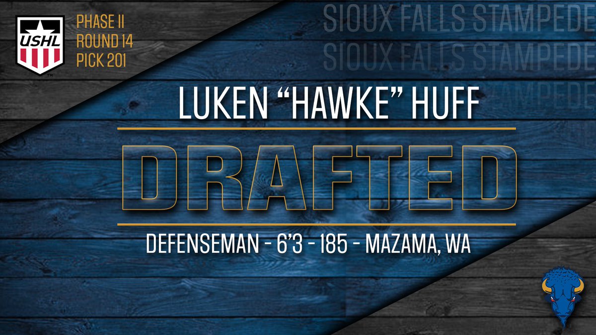 With the 201st pick of the 2023 <a href="/USHL/">USHL</a> Phase II Draft, the Stampede have selected defenseman Luken Hawke Huff. Welcome to Stampede Country!

#GoPede🦬 | #2023USHLDraft