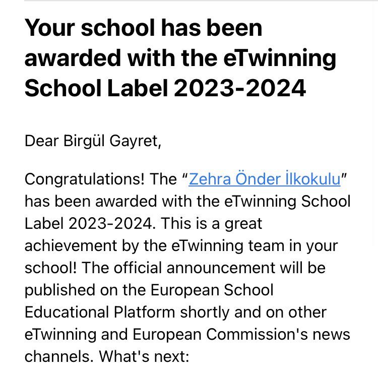BirglGayret's tweet photo. Okulumuz "eTwinning Okul Etiketi 2023-2024" ile ödüllendirildi.
Avrupa düzeyinde, eTwinning için rol modeller olarak tanınan ve faaliyetin gelecekteki gelişimi için ilham kaynağı olacak öncü ve sayılı okullardan biriyiz..@MemYenimahalle @velikarakuss @hamza6638 https://t.co/N0t78tIlVV