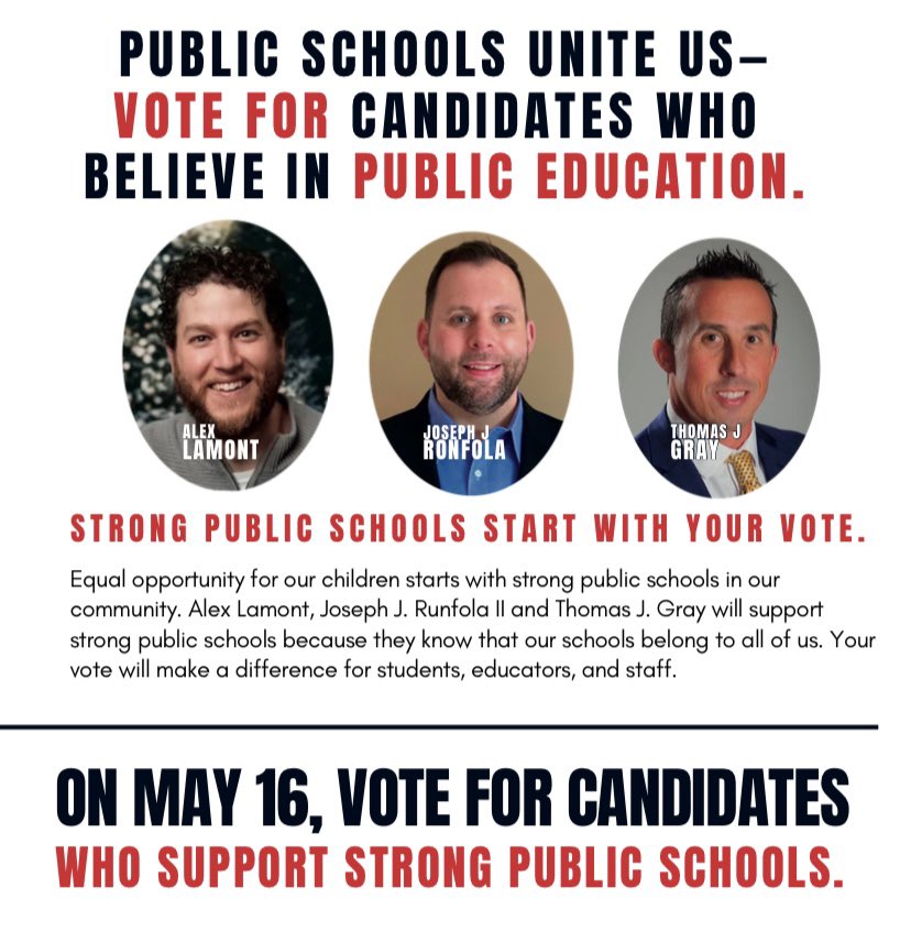 When we do what’s best for the students, we always do what’s best for the school community!  We, @LockportEducat1, are excited to endorse the following candidates who know that #PublicSchoolsUniteUs @nysut @NYSUTWNY @WNYALF @MikeLuick416 @shawnhaley33 @LouisaPacheco @coachcant