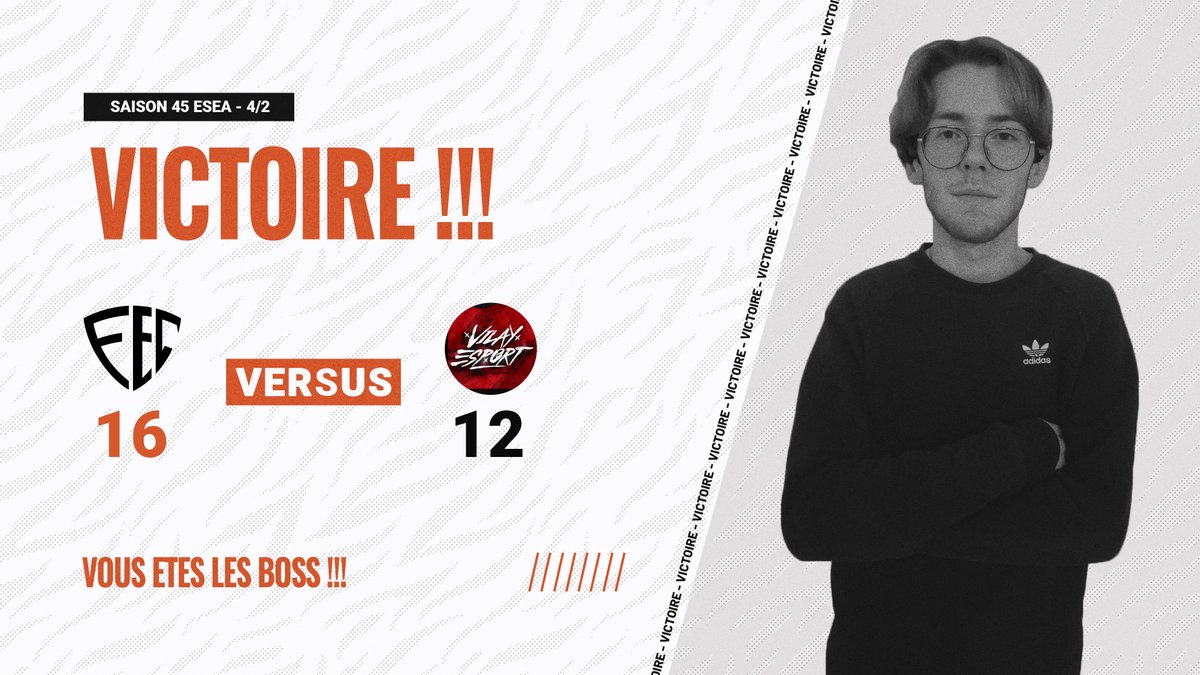 VICTOIREEEEEE ! 🔥🔥

✅4-2❌
🆚 <a href="/VilayeSport/">Vilay Esport</a>  GG to Them
🗺️Vertigo
🕹️16-12
🎙️Merci à @FEC_Stroxius pour le cast

Nous sommes fiers de nos joueurs <a href="/Deartslash/">Antoine / Deartslash</a> @Hezzcsgo <a href="/chrisTcsgo/">chrisT667 🌍</a> <a href="/ShidowCS/">Shidow</a> <a href="/rioTAAANK/">rioTAAANK</a> ❤️‍🔥