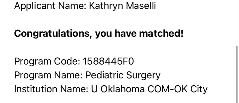 Kathryn Maselli (@kathrynmaselli) on Twitter photo Beyond excited to say I matched at <a href="/OUPedSurg/">OU Children’s Ped Surg Fellowship</a> for pediatric surgery! Thank you to all my amazing mentors, <a href="/SamirGadepalli/">Samir Gadepalli</a> and everyone at <a href="/UMPedsSurg/">UM Pediatric Surgery</a>, <a href="/kasperwang/">Kasper Wang</a>, <a href="/rmonftmyers/">Rodrigo Mon</a>, and especially @aa_chahine #pedsurgbestsurg Beyond excited to say I matched at <a href="/OUPedSurg/">OU Children’s Ped Surg Fellowship</a> for pediatric surgery! Thank you to all my amazing mentors, <a href="/SamirGadepalli/">Samir Gadepalli</a> and everyone at <a href="/UMPedsSurg/">UM Pediatric Surgery</a>, <a href="/kasperwang/">Kasper Wang</a>, <a href="/rmonftmyers/">Rodrigo Mon</a>, and especially @aa_chahine #pedsurgbestsurg