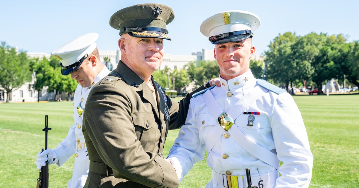 Citadel1842's tweet photo. Cadet Coleman Bland is now the South Carolina Corps of Cadet’s best-drilled cadet. Bland competed against 35 other cadets for the title during The Citadel’s Star of the West competition. Read more about Cadet Bland and the competition here: https://t.co/EX2d184DVz https://t.co/fG4nhHEst5