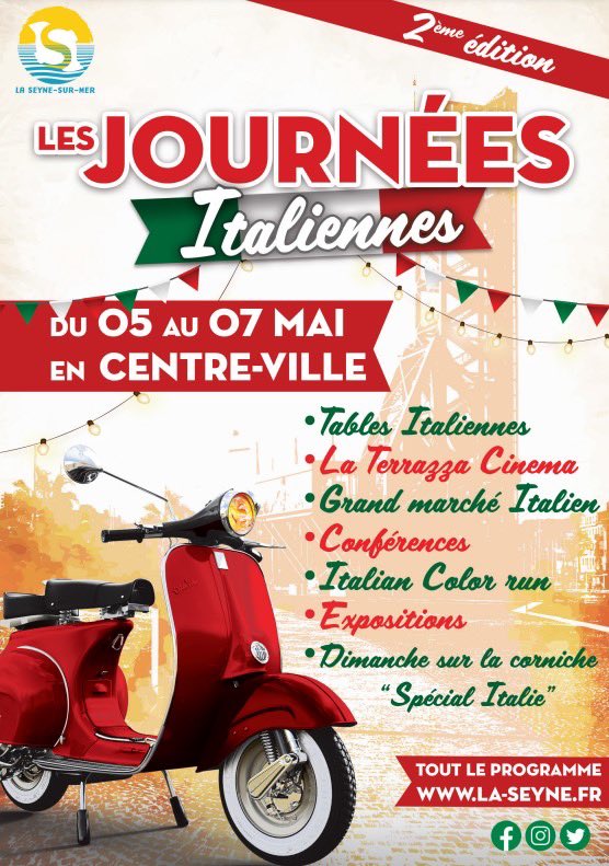 NBicais's tweet photo. Je suis ravie de vous convier à la 2ème édition des #JournéesItaliennes.
1 Seynois sur 4 ayant des origines italiennes, il est important pour nous de raconter l’histoire qui lie nos 2 pays.
Du 05 au 07 Mai, retrouvez de nombreuses animations aux couleurs de l'#Italie à #LaSeyne ! https://t.co/usFGaYlYOn