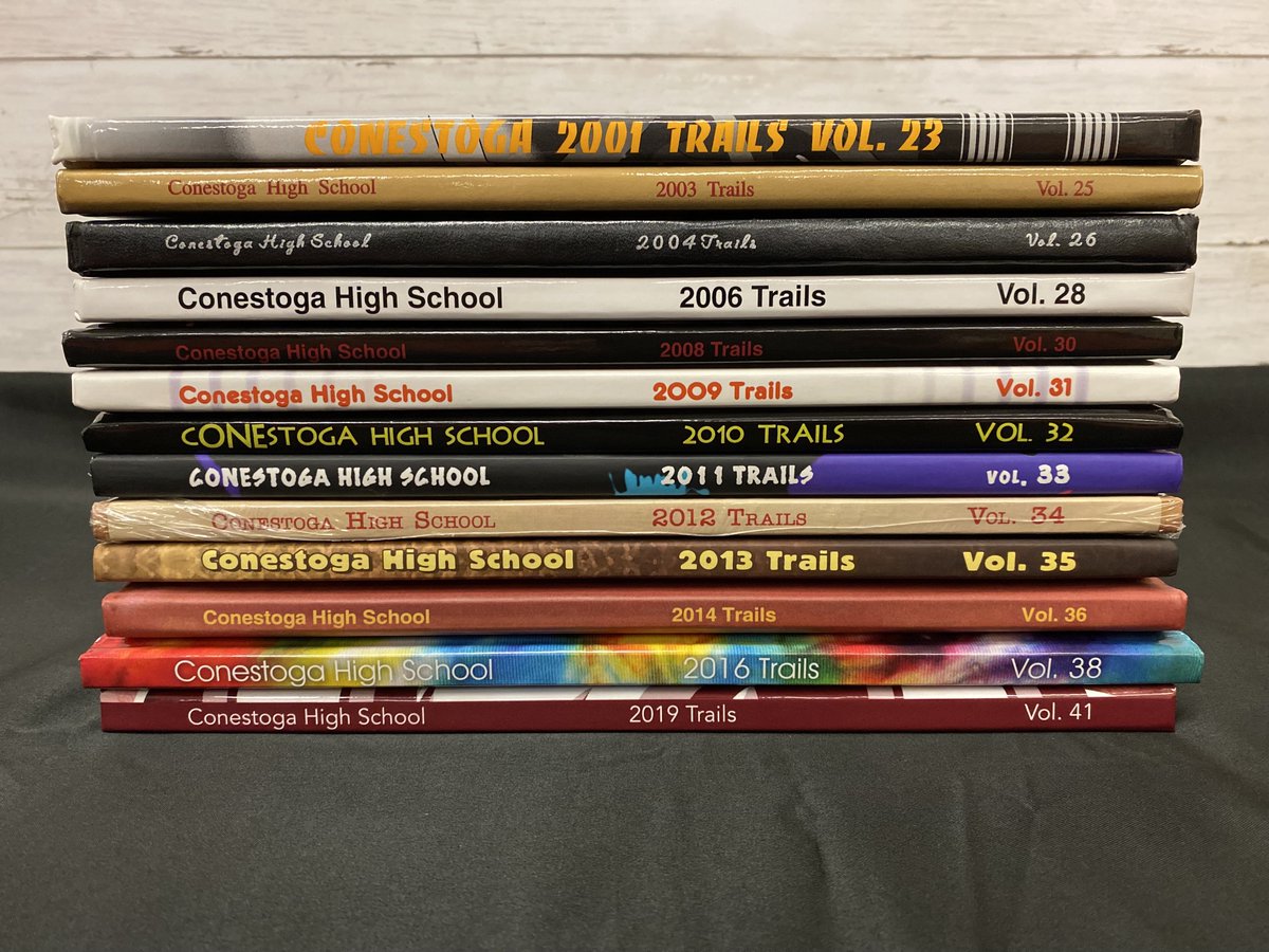 StogaJournalism's tweet photo. Attention Conestoga graduates that were in attendance between 2001-2019!! We have an abundance of old (brand new) yearbooks for sale for $15 per book! Fill out the attached Google Form if you are interested in purchasing one. Spread the word! https://t.co/WH1FG3QfpX https://t.co/JmQZuXaZH9