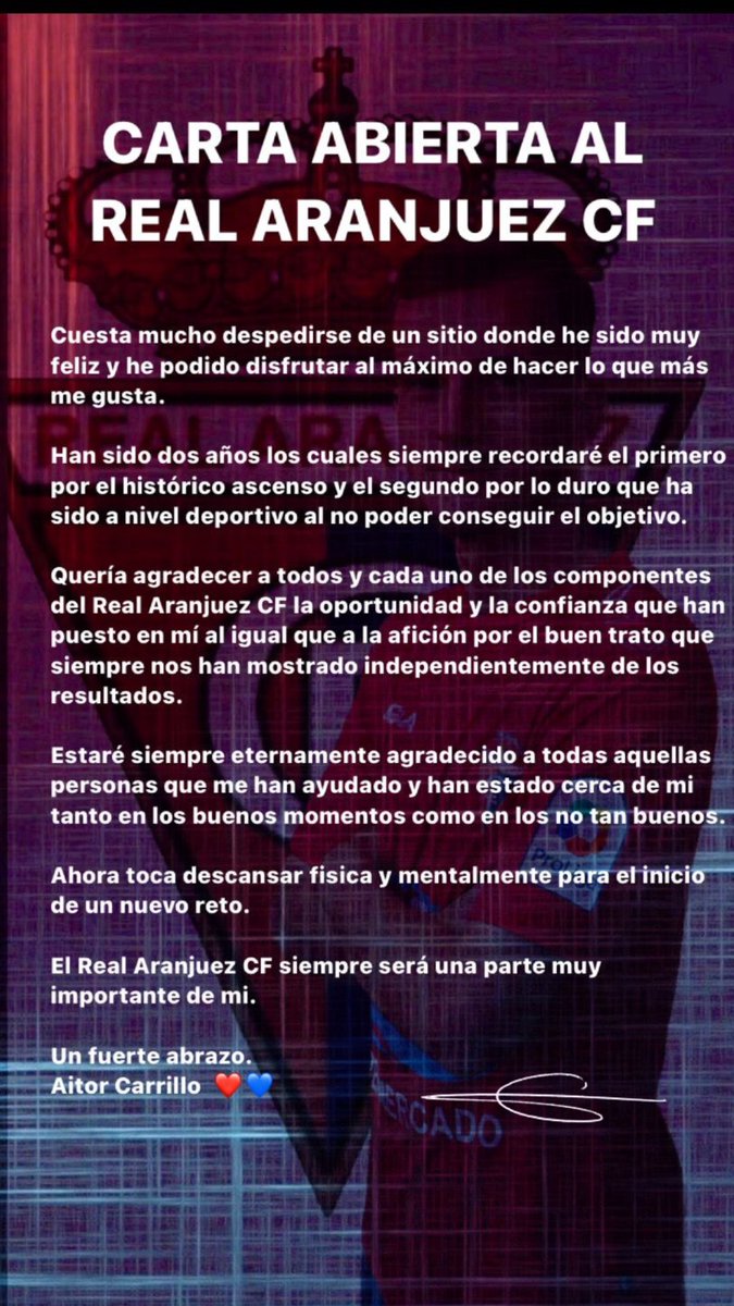 Gracias <a href="/realaranjuez/">Real Aranjuez CF</a> ❤️💙