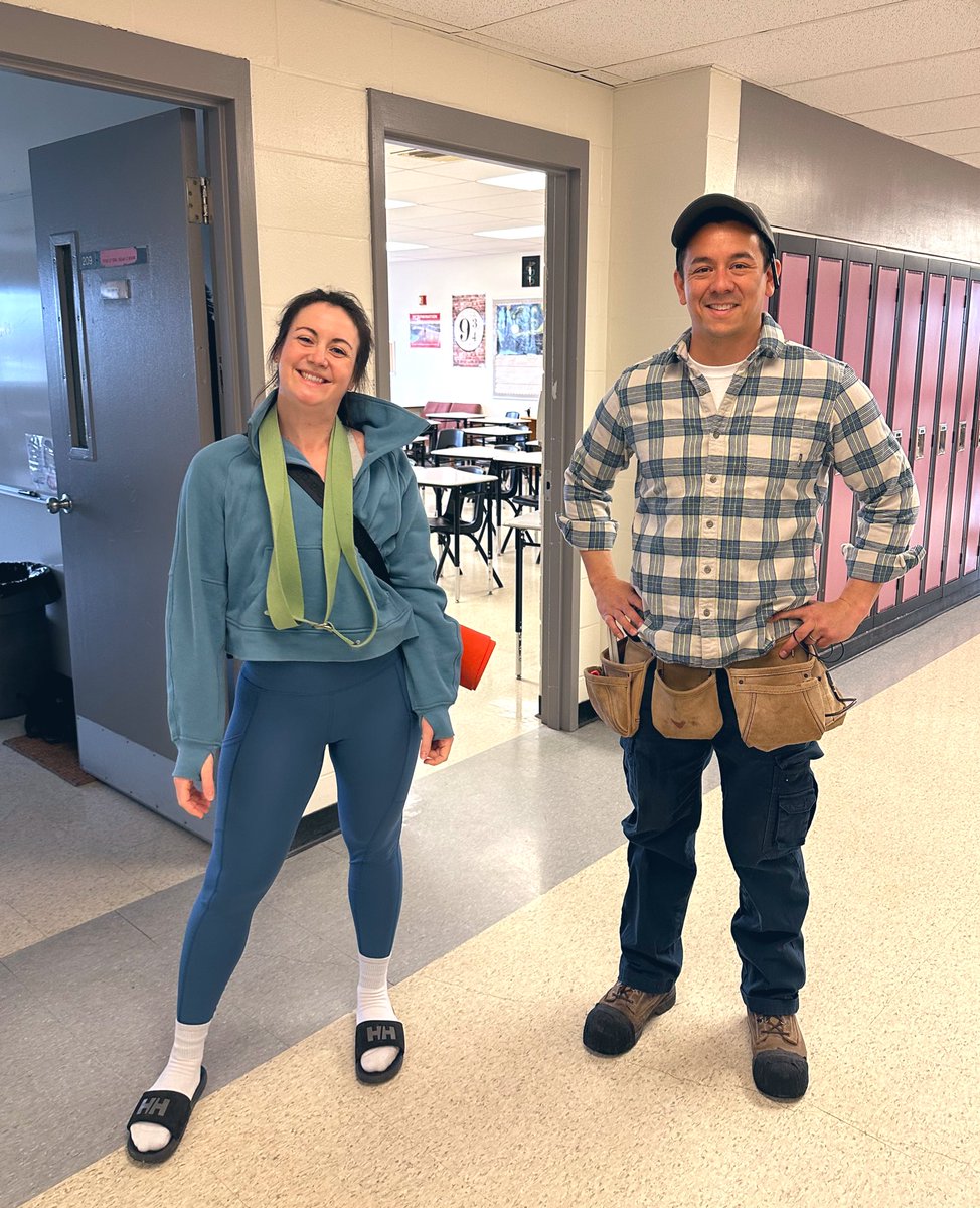 Mrs_Gulliver's tweet photo. When Spirit Week meets Education Week @LBPearsonOCSB! Can you guess what careers @molliehickman14 and Mr. Chan came to school representing today?
#WeAreLBP #SpiritWeek #OCSBEducationWeek https://t.co/4jGj5Bxhjp