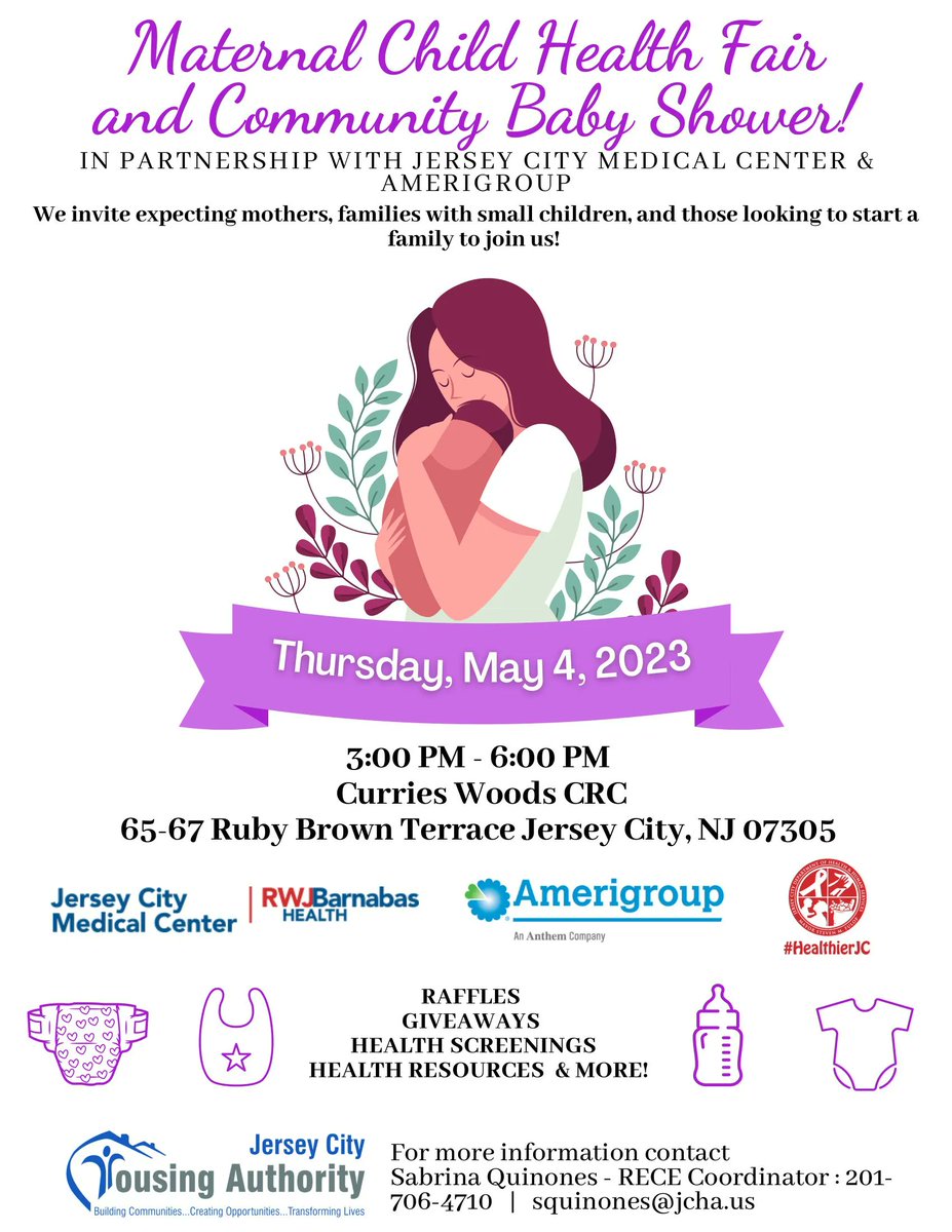 Join us for our Maternal-Child Health Fair and Community Baby Shower at the Curries Woods Family Resource Center tomorrow, May 4, 2023 from 3PM-6PM. There will be resources, medical testing and great giveaways!