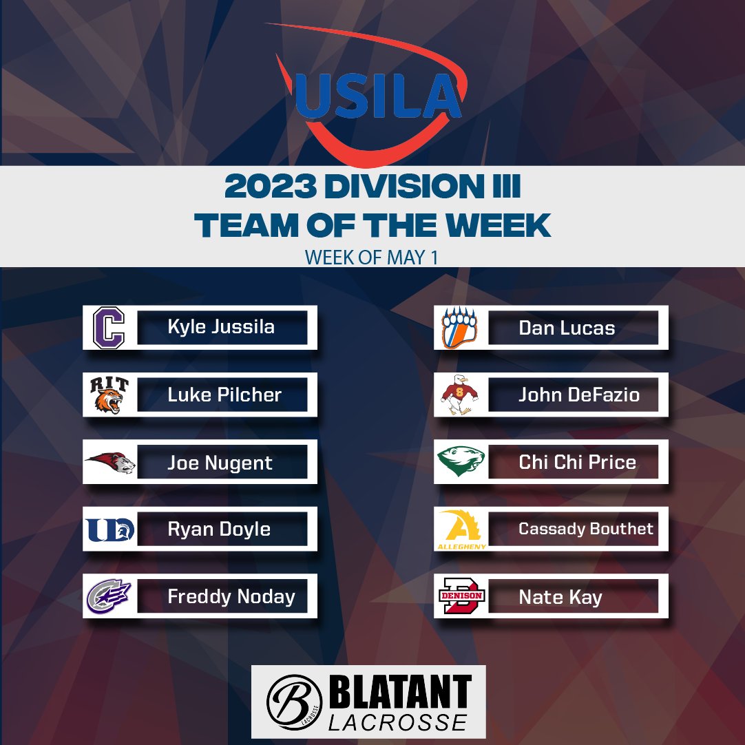 USILA_Lax's tweet photo. Congratulations to this week's USILA/Blatant Lacrosse Teams of the Week (Week of May 1)! https://t.co/Lj3fRtG5ci