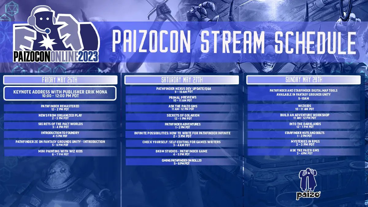Paizo on Twitter "PaizoCon is RAPIDLY approaching (May 2629), and we