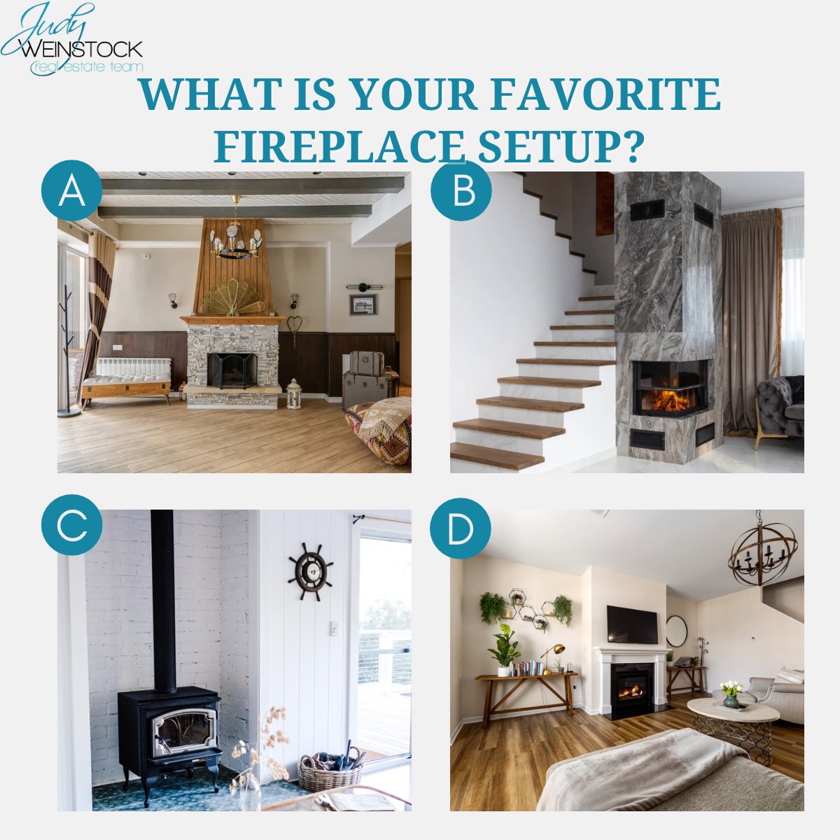 JudyWeinstock's tweet photo. Warm and cozy is the way to be! Especially since it’s May and cold/windy! Which fireplace would you pick to grace your living room?

#fireplace #fireplacedecor #fireplacedesign #cozyhome #cozy #remodel #housegoals #homegoals #thisorthat #questionprompt #thejudyweinstockteam https://t.co/zru94TfIyS