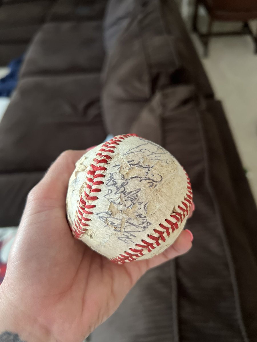 thadaniel's tweet photo. Hey @RazorbackBSB - my 9 year old got a ton of autographs from you this weekend. Our dog got a hold of it and ruined his day. Any chance you can help me get a replacement? https://t.co/bZhBEG8lVs