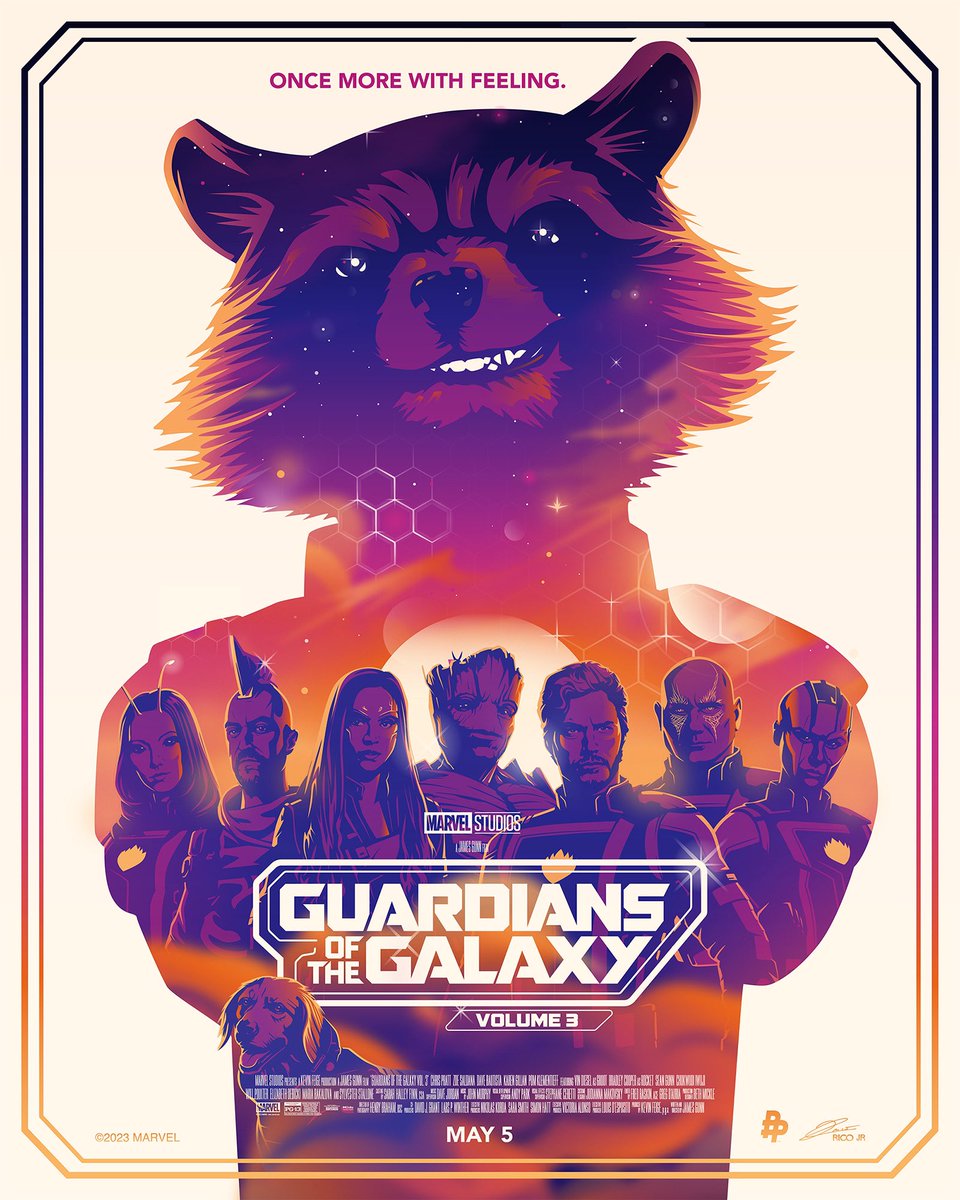 Rico Jr - Illustrator/Designer (@ricojrcrea) on Twitter photo Dreams do come true. Incredibly proud to unveil my official poster for the magnificent Marvel Studios <a href="/Guardians/">Guardians of the Galaxy</a> Vol 3 directed by <a href="/JamesGunn/">James Gunn</a>.
A massive THANK YOU to <a href="/PosterPosse/">Poster Posse</a> / <a href="/MarvelStudios/">Marvel Studios</a> for this amazing opportunity 🙏
#gotgvol3 #guardiansofthegalaxy Dreams do come true. Incredibly proud to unveil my official poster for the magnificent Marvel Studios <a href="/Guardians/">Guardians of the Galaxy</a> Vol 3 directed by <a href="/JamesGunn/">James Gunn</a>.
A massive THANK YOU to <a href="/PosterPosse/">Poster Posse</a> / <a href="/MarvelStudios/">Marvel Studios</a> for this amazing opportunity 🙏
#gotgvol3 #guardiansofthegalaxy