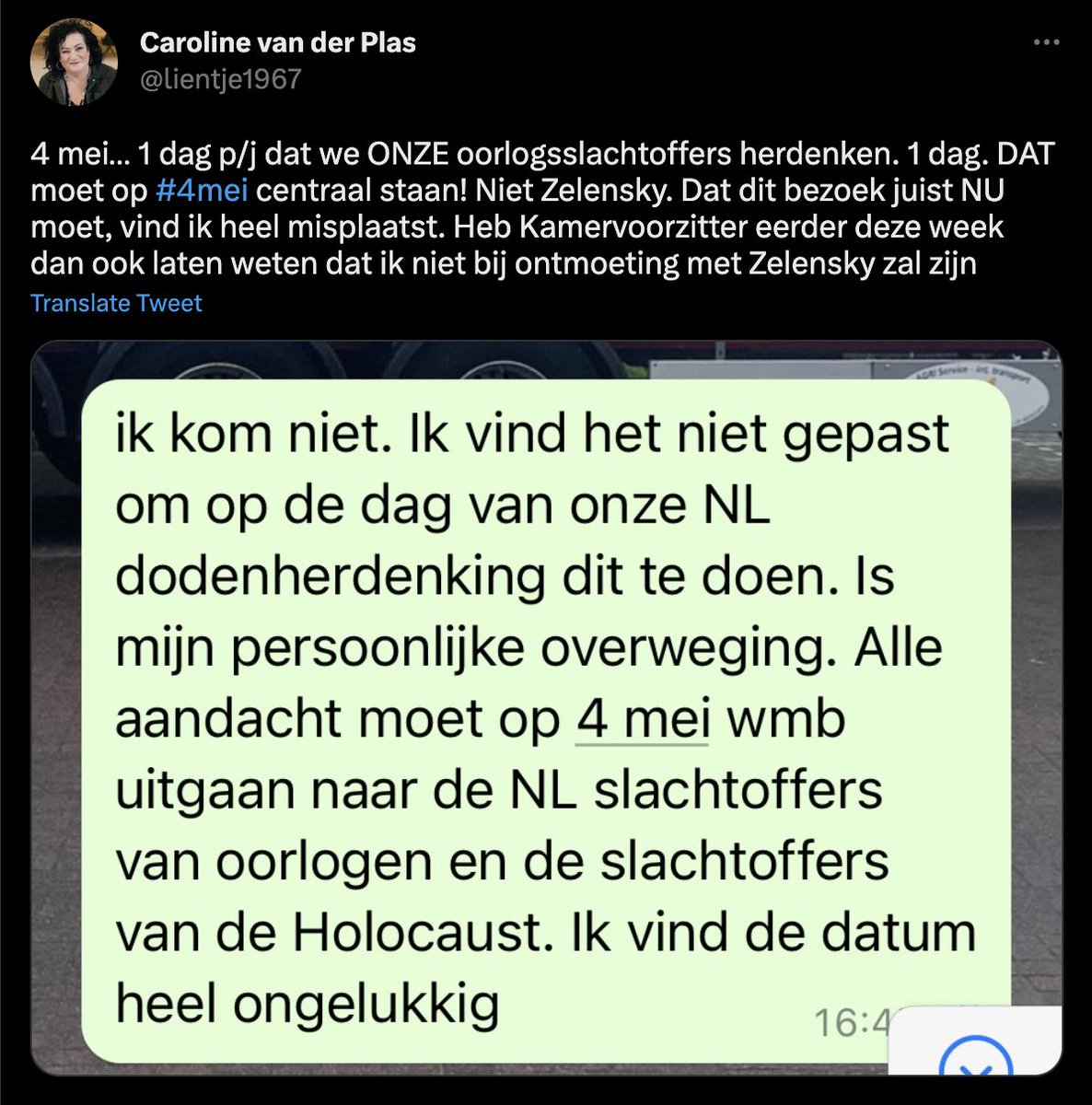 Zou Van der Plas weten dat Zelensky joods is en door Poetin beschuldigd wordt van nazi-tactieken als leider van het eerste land in Europa dat door een agressieve landoorlog ingevallen is sinds de Tweede Wereldoorlog?

Me dunkt dat hij iets kan vertellen over de lessen van WOII..