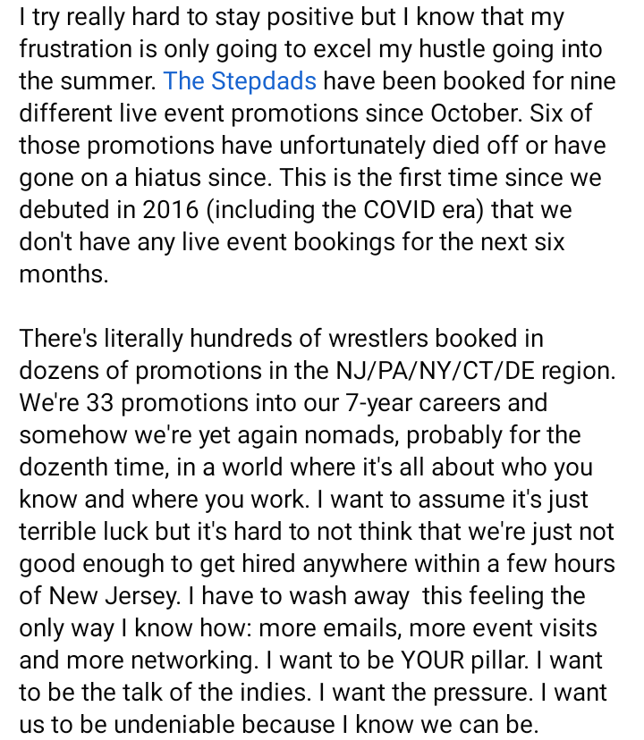 StepdadsWrestle's tweet photo. Heartfelt thoughts about the future of The Stepdads. https://t.co/izaOuH7nfK