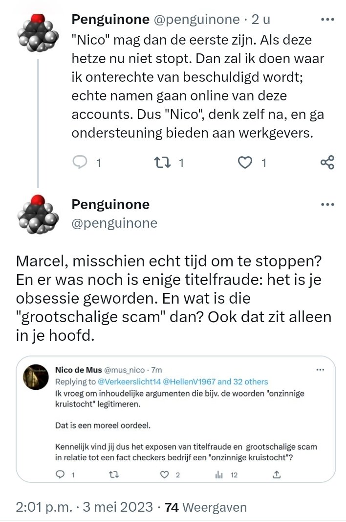 mus_nico's tweet image. #thematicgate

Marc Veldhoen dreigt mij te #doxxen. 👇🏻

Naast zijn reguliere account heeft Marc dit @penguinone-account alsmede het intimidatie-account @docscurlock3.

Draadje.

1/11