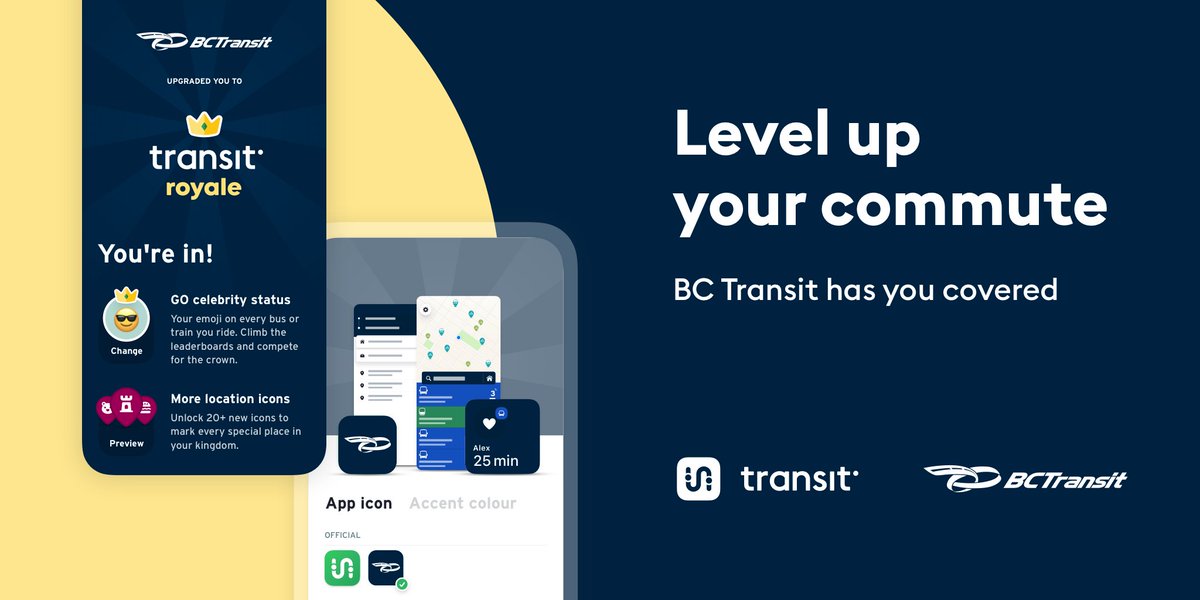BCTransit's tweet image. (1/3) 👑 #TransitApp users, we're upgrading your journey tomorrow with... #TransitRoyale!

As of Thursday (May 4), #BCTransit riders using @transitapp will access an enhanced version of the app, free 💙
