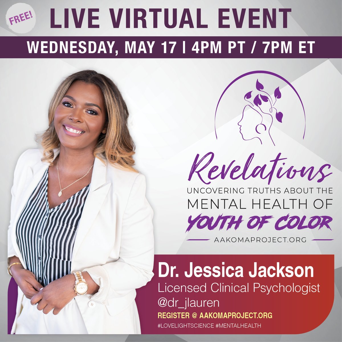 📣 ANNOUNCING ANOTHER "REVELATIONS" SPEAKER 📣

Excited to welcome award-winning psychologist &amp; mental health equity advocate, Dr. Jessica Jackson, as a speaker at our event! She is a Clinical Strategy Manager for a mental health start-up w/ a private practice in Houston, TX.