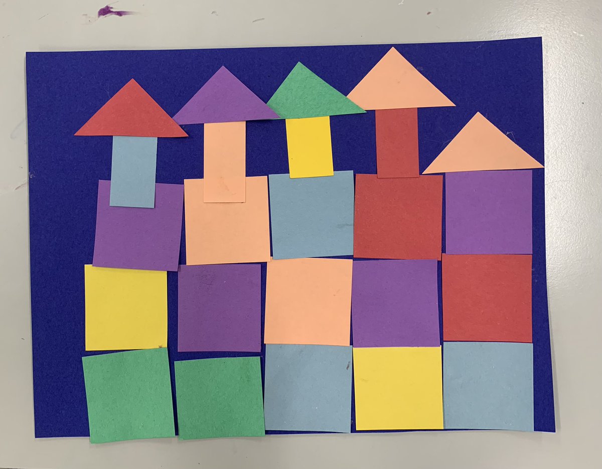art_with_fowler's tweet photo. A great start to our #PaulKlee castles in #memupton kindergarten! Manipulating shapes to create buildings #solutionseekers https://t.co/YCp34G7R6o