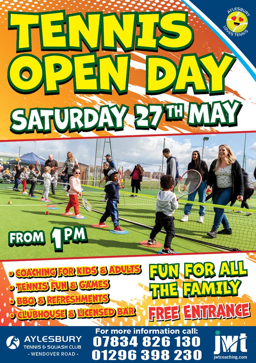 ALTSRC's tweet photo. Free Tennis Open Day

To reserve Tennis Coaching session places

BOOK HERE: https://t.co/MzZS5zKhqC

Call James: 07834 826130 
email: info@jwtcoaching.com https://t.co/yLz5cw6w11