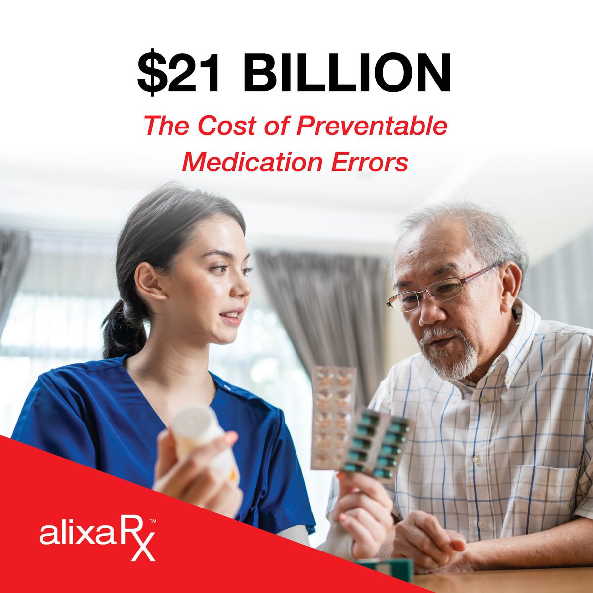 According to the Journal of Community Hospital Internal Medicine Perspectives, med errors cost the U.S. more than $21 billion/year. AlixaRx Access on-site technology reduces the risk of med errors. Learn more: alixarx.com

#AlixaRx #PharmacyServices #MedErrors