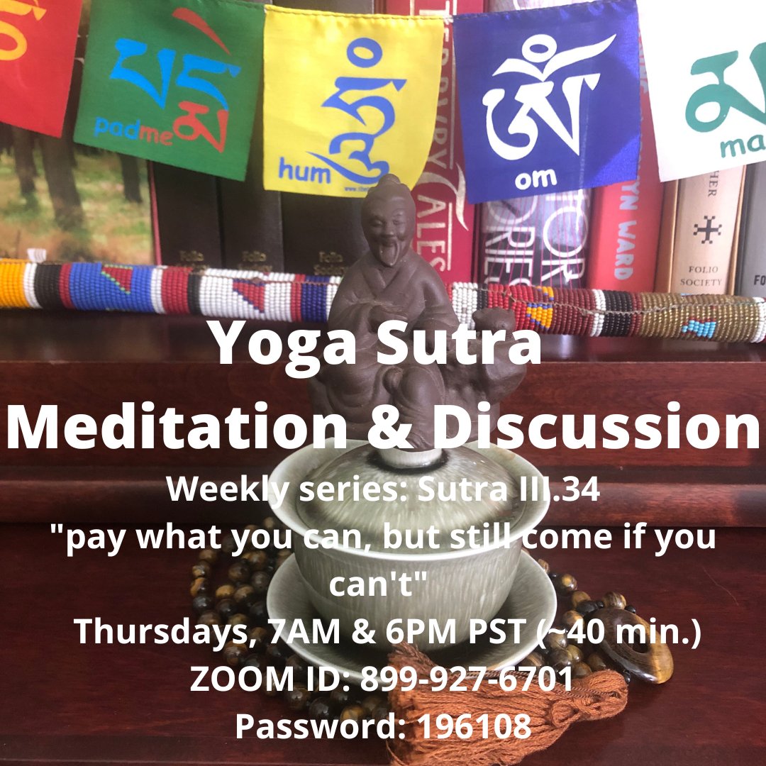 Come meditate as the #yogiTeamonger chants the yoga sutra. Then I'll go through the commentaries on the 34th sutra of the 3rd Chapter.

#Patanjali #YogaSutra #meditation #dhyana #japas #yoga #theBigYoga #noFauxga #practice #PandemicLife