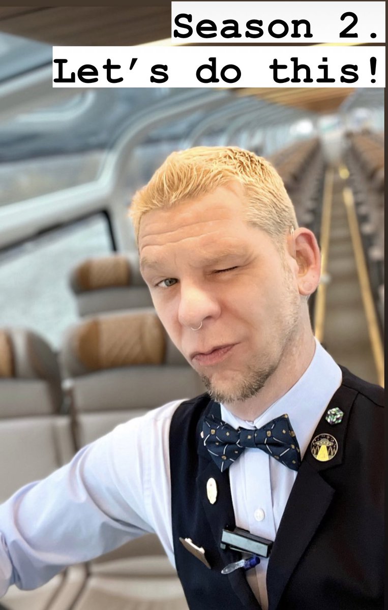 MaloGrant's tweet photo. A new season begins. Loving’ my life aboard #rockymountaineer https://t.co/F98Tps9JZa