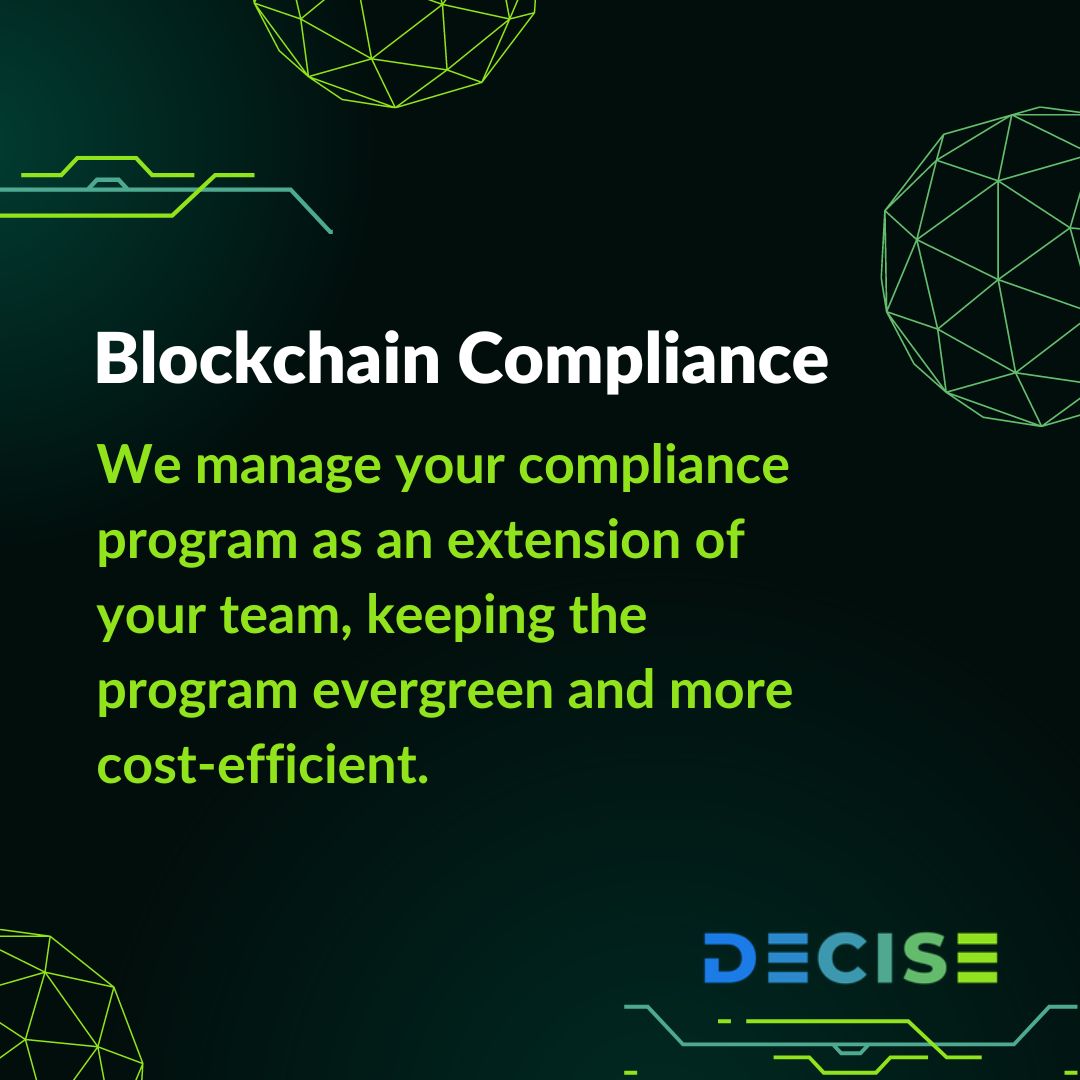 Rest easy knowing that your compliance program is always working for you! Partner with Decise so you can focus on growing your business! 🤝

✉️ hello@decise.io

decise.io 

#ComplianceProgram #Decise #Blockchain
