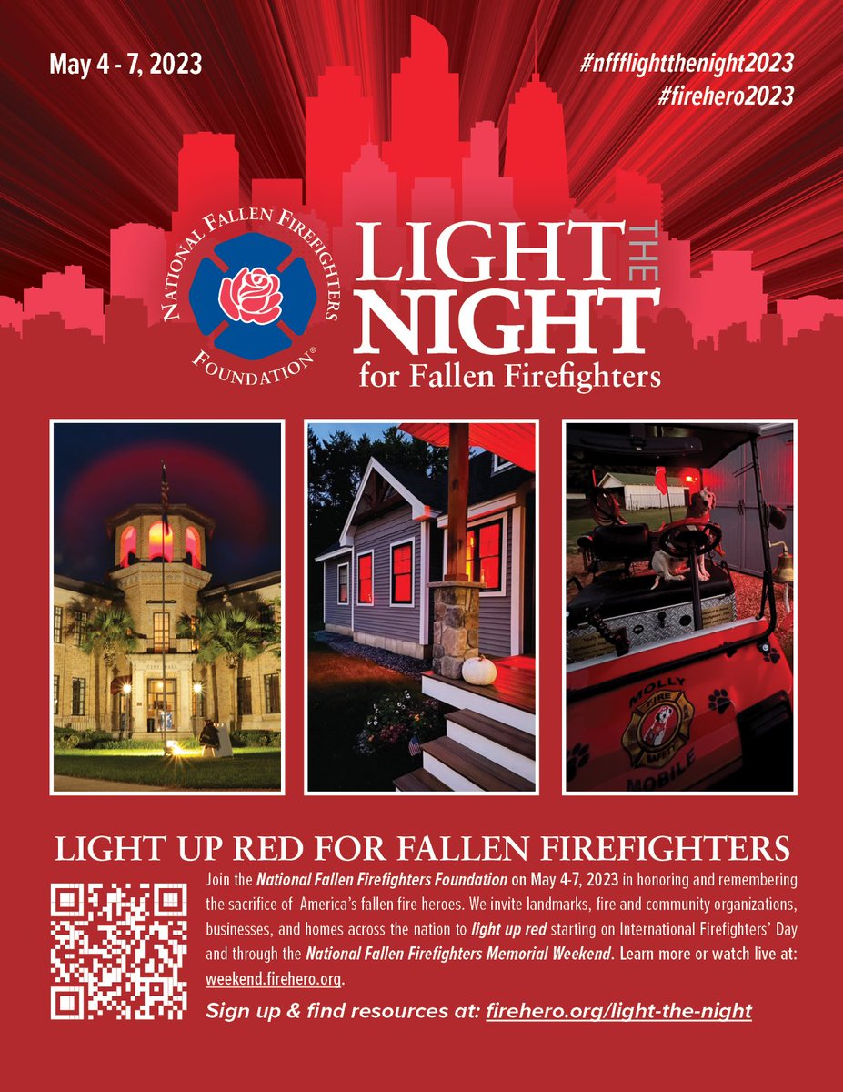 TubacFire's tweet photo. #TubacFire Starting tomorrow, May 4 through May 7, please join us in honoring and remembering the sacrifice of America’s fallen fire heros. #NFFFLightTheNight2023 FireHero2023 @NFFF_News Firefighters Foundation https://t.co/MCjiaDyCc2