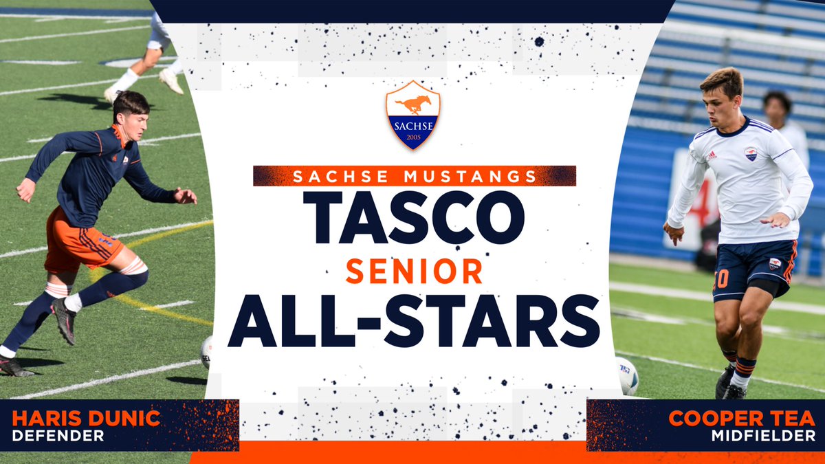SachseHS_Soccer's tweet photo. We are incredibly excited that two of our very own Mustangs will represent Region 2 at this year’s @tascosoccer All-Star game! Congrats @harisdunic4 &amp; @the_cooper_tea 👏🏼 💪🏼 🐴 
@SHS_Mustangs @gisdnews 
@TheSachseNews @BarstoolSachse
@LethalSoccer @50_50Pod 
@dfwvarsity @HSwfaa https://t.co/XpFUuTaBzW