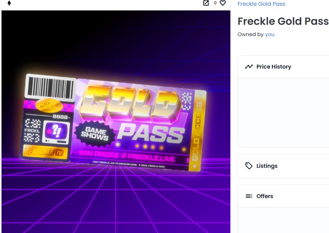 Meta_ZET's tweet photo. Just minted my @FreckleTrivia Gold Pass smoothly from @MagicEden !! Freckle is the best example of what makes this space great! Combined with my Forever Pass I am going to reap some major rewards, and I couldn't be happier supporting some these fine folk at #FreckleTV ! 🔥🙌 https://t.co/yLJ3ibn0DR