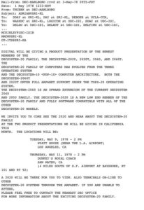 The First Mass Unsolicited Commercial E-mail, i.e. Spam
May 3, 1978
Gary Thuerk, a marketing representative for Digital Equipment Corporation, sends out an e-mail promoting an open house for the company’s latest computer systems…
thisdayintechhistory.com/05/03/the-firs…
