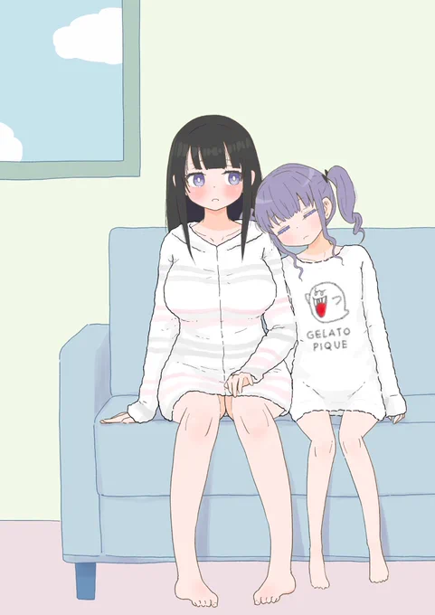 あこ(寝てます)   「りんりん…好き…     むにゃむにゃ」  りんこ   「…あ…あこちゃん…     わ…私も…だよ(赤面)」  #白金燐子 #宇田川あこ #バンドリ #ガルパ #Roselia