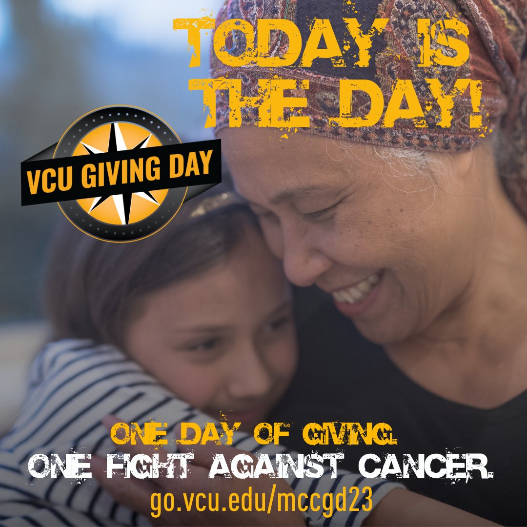 VCUMassey's tweet image. It&apos;s #VCUGivingDay 2023, and we&apos;re excited! Because *every gift* across all of VCU today - up to $500,000 - will be matched dollar for dollar to support cancer research. That means $1 million to help prevent, detect and treat and save lives. 
go.vcu.edu/mccgd23 to give!