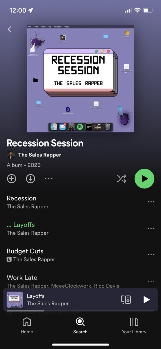 🚨 New album is out!

“Recession Session” available for streaming everywhere.

It’s been a difficult stretch for many folks.

Recession, layoffs, budget cuts, etc.

📉

So I decided to make some music about it.

Behold, the first rap album about the recession.