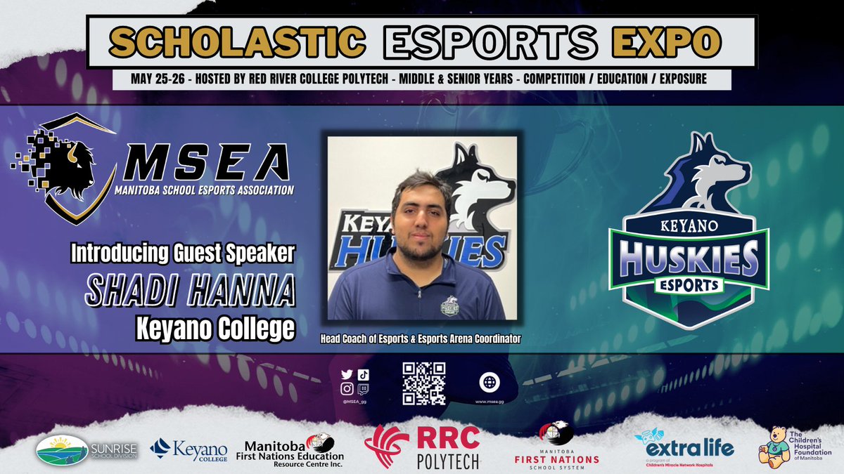 @MSEA_gg is so excited to announce that @lolzedi will be presenting at the #MSEA_gg SEE on the evening of May 25&26 representing @KeyanoEsports! 

So excited to have you sharing with us! 
@keyanocollege @keyanohuskies @mfnss @mfnerc @ExtraLife4Kids @SunriseSDMB @EsportCanadaEDU