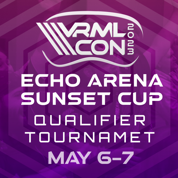 EchoArena_VRML's tweet photo. What's happening this weekend?✨🤖
#VRMLSunsetCup Qualifiers May 6-7
6 teams will advance to playing on a live stage at our 1st in-person event!🔥
📺https://t.co/HoMBFznzZr
#echovr #esports #vrsports #vrml #vrmlcon2023 https://t.co/T3YZe9Fka0