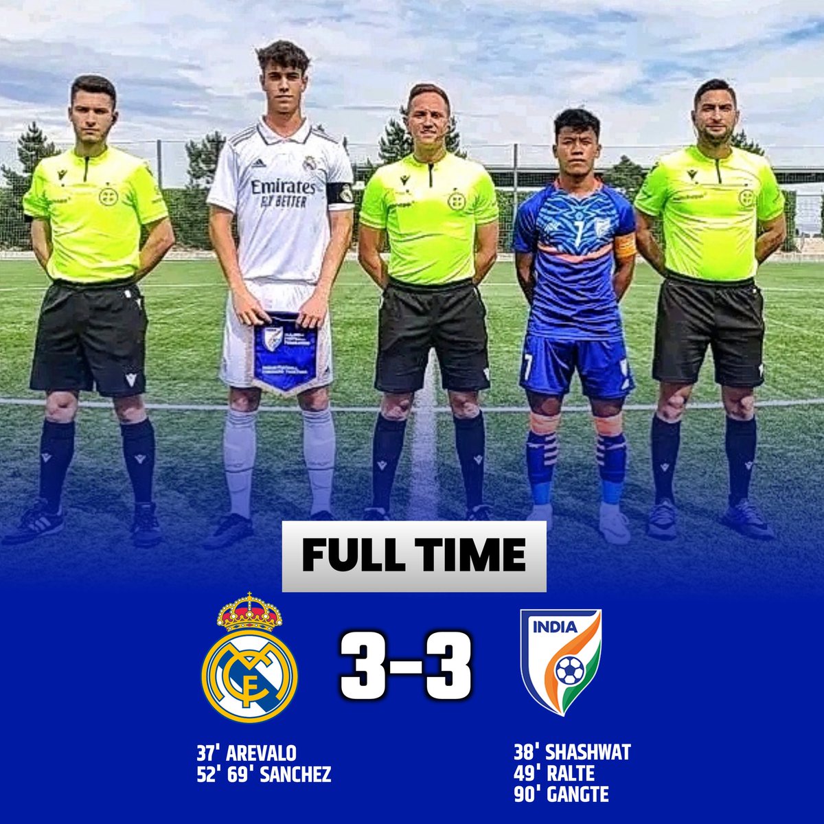 Ashraf_FCG's tweet photo. Indian U-17 team played 3-3 draw with Real Madrid U-17
Whatta performance by our young boys, As a Indian Football fans it's nothing less than a win for us.
#IndianFootball #RMAIND https://t.co/yLpukSCCOE