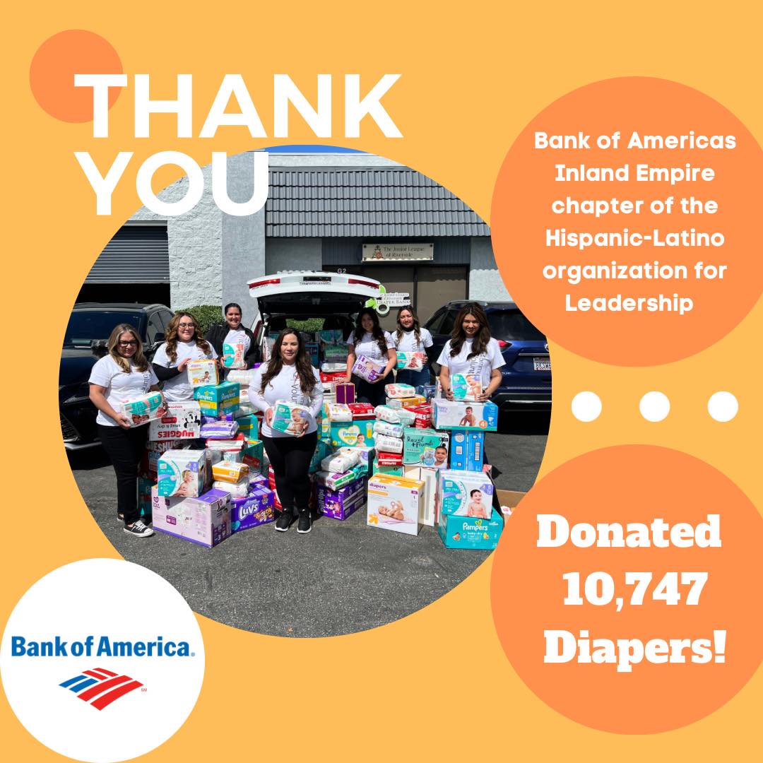 JLRiverside's tweet photo. Special thanks to the Bank of America Inland Empire Chapter of the Hispanic-Latino Organization for Leadership (IE HOLA) for organizing a Diaper Drive and collecting a fantastic 10,747 DIAPERS! We are so grateful for your generous support! 
#enddiaperneed #IEdiaperbank https://t.co/gtrUY1nfFe