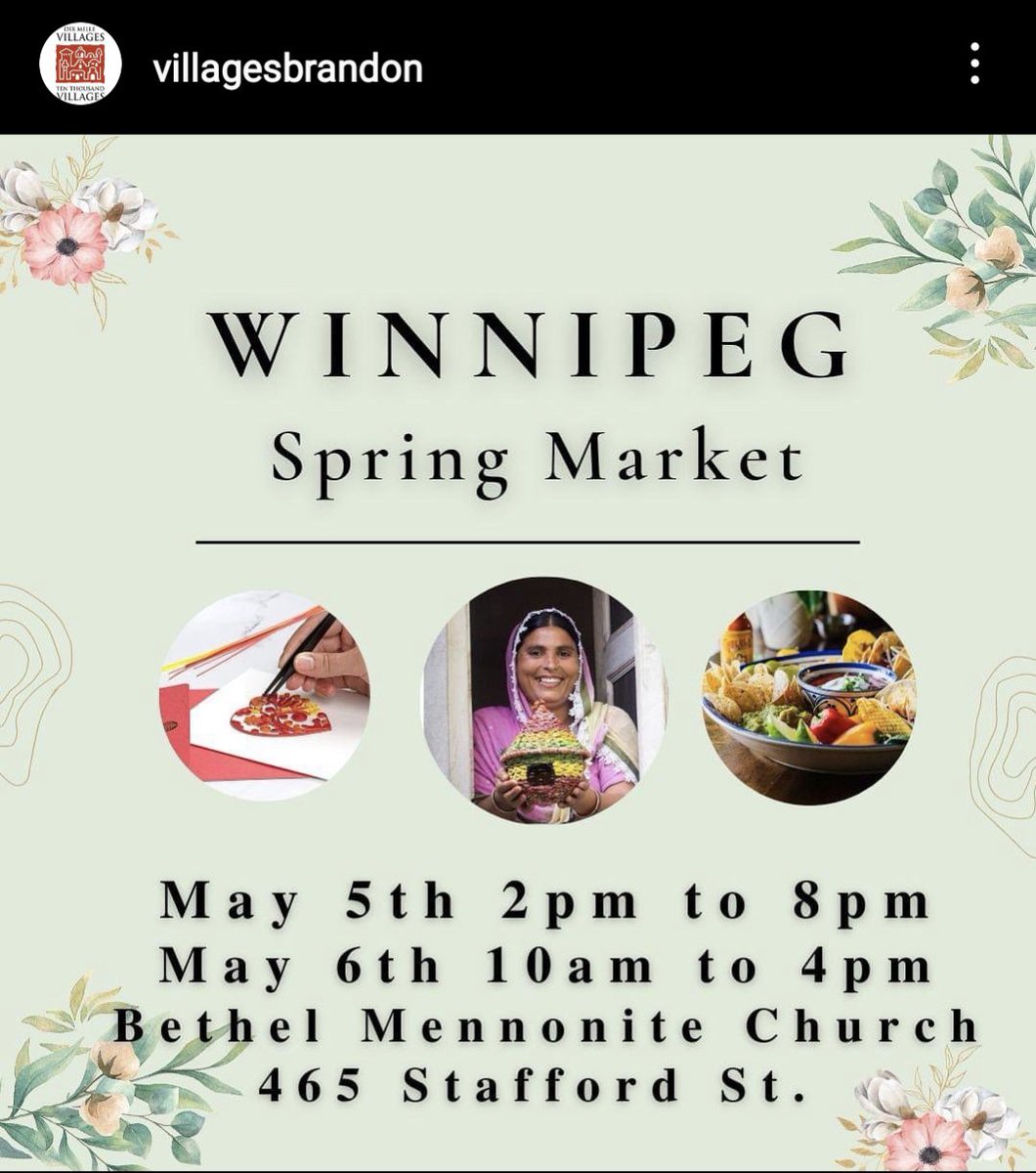 WpgFairTrade's tweet photo. Ten Thousand Villages Brandon is coming to Winnipeg for a Spring Market THIS WEEKEND!

Be sure to stop by and shop the  ethically made and sourced goods (and say Hi! 👋 at our table - we'll be there to chat about #Fairtrade)

https://t.co/VprK6B2Jvc https://t.co/EMXkWLV5wg