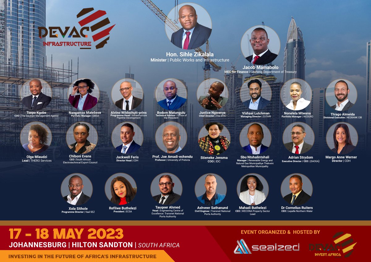 DEVAC INVEST AFRICA (@devacinvest) on Twitter photo Meet some of our speakers as it's only 12 days to go until DEVAC INFRASTRUCTURE #Conference #Expo 2023
#Savethedates: 17-18 MAY 2023 <a href="/HiltonSandton/">Hilton Sandton</a> in <a href="/CityofJoburgZA/">City of Joburg</a>
To register visit infrasfuture.com
#devacinfrustructure2023
#africa #investment #infrastructure
<a href="/Wesgro/">Wesgro - Cape Town & the Western Cape</a> Meet some of our speakers as it's only 12 days to go until DEVAC INFRASTRUCTURE #Conference #Expo 2023
#Savethedates: 17-18 MAY 2023 <a href="/HiltonSandton/">Hilton Sandton</a> in <a href="/CityofJoburgZA/">City of Joburg</a>
To register visit infrasfuture.com
#devacinfrustructure2023
#africa #investment #infrastructure
<a href="/Wesgro/">Wesgro - Cape Town & the Western Cape</a>