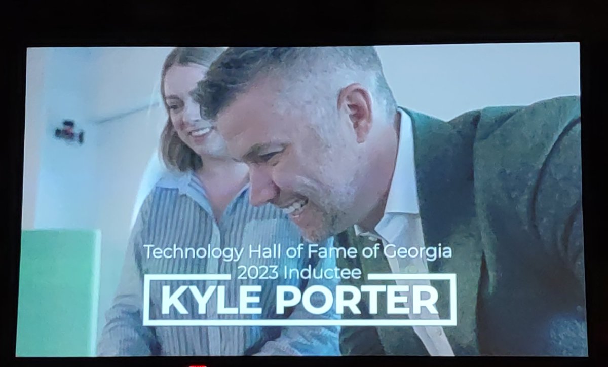 AlyintheATL's tweet photo. So honored to be at the @TAGSummit today to celebrate @kyleporter's induction into the Georgia Technology Hall of Fame intro'd by @davidcummings. Loved being a little part of his @Salesloft journey (and getting to see all the OG #Lofters today)! https://t.co/2NC9jfg4at