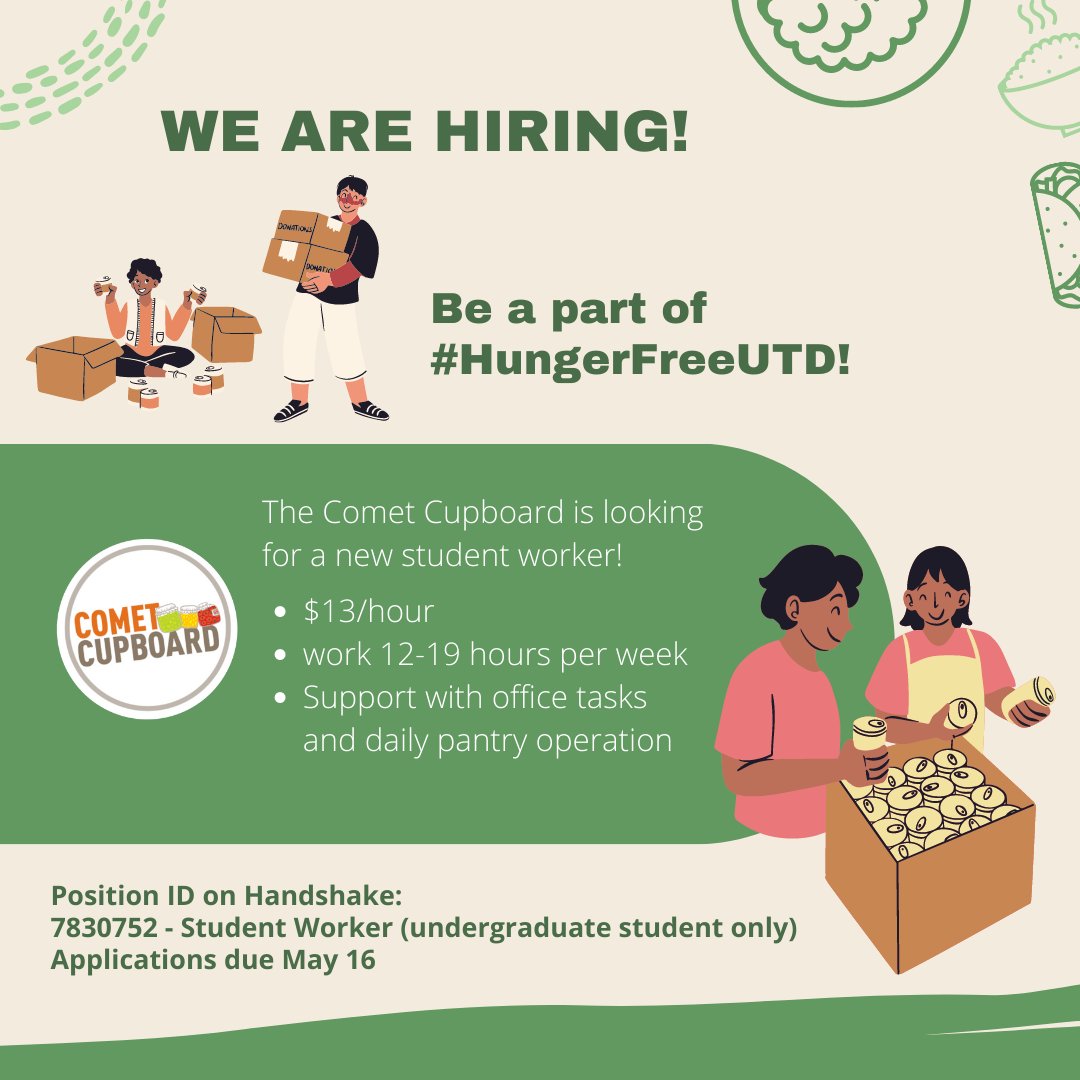 We are looking for a new team member! Join us and be a part of #HungerFreeUTD !