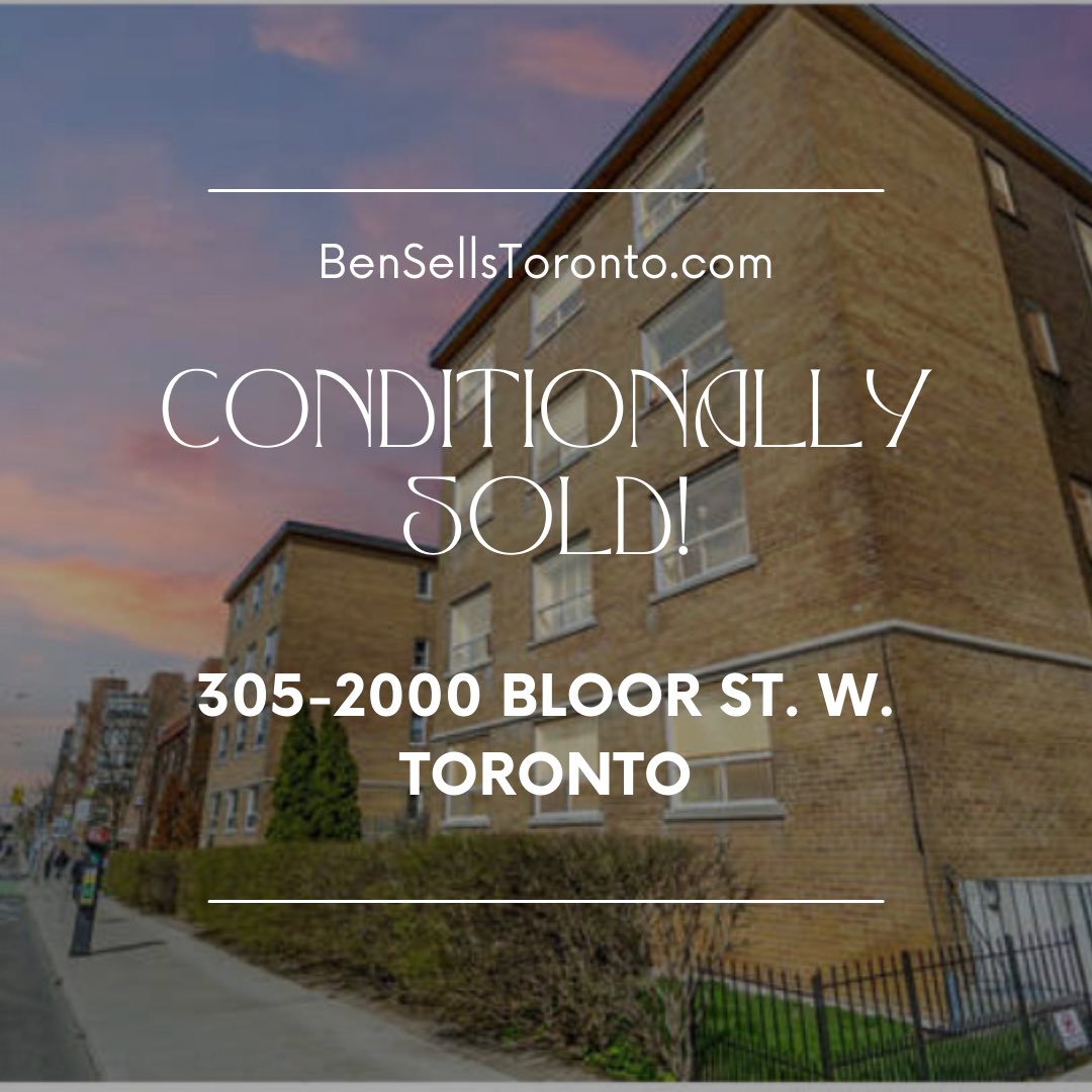 Sold my #HighPark unit last night conditionally!  2000 #BloorStreetWest #305.  Fingers crossed it firms up in a couple of weeks.  There is another affordable unit in this building I could show you!  Amazing location!  #BloorWest.com #BloorWestVillage #Bloor #BloorSt. #BloorStW