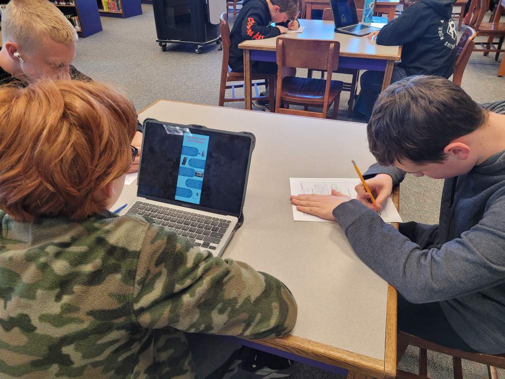SHMSMavericks's tweet photo. Ms. Sweetwood's ELA7 shared their infographics with peers today as part of their class novel unit. They presented research on topics from "I Will Always Write Back" by #Caitlyn Alifirenka, @MartinGanda, & Liz Welch. #Learn230 #SHMSMavsRead https://t.co/P3zPBbVTOs