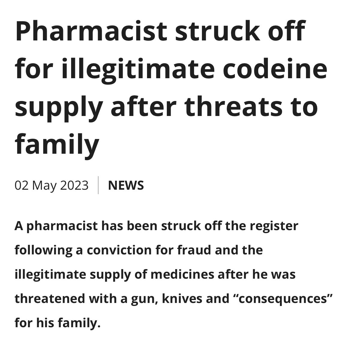 melsmedicines's tweet image. Dear @TheGPhC

Seeing as our lives, health &amp;amp; wellbeing as pharmacy professionals are evidently not as important as refusing sales, could you possibly release some guidance on what we “should” do in the event of being faced with weapons?

I’d love to know.

chemistanddruggist.co.uk/CD136975/Pharm…