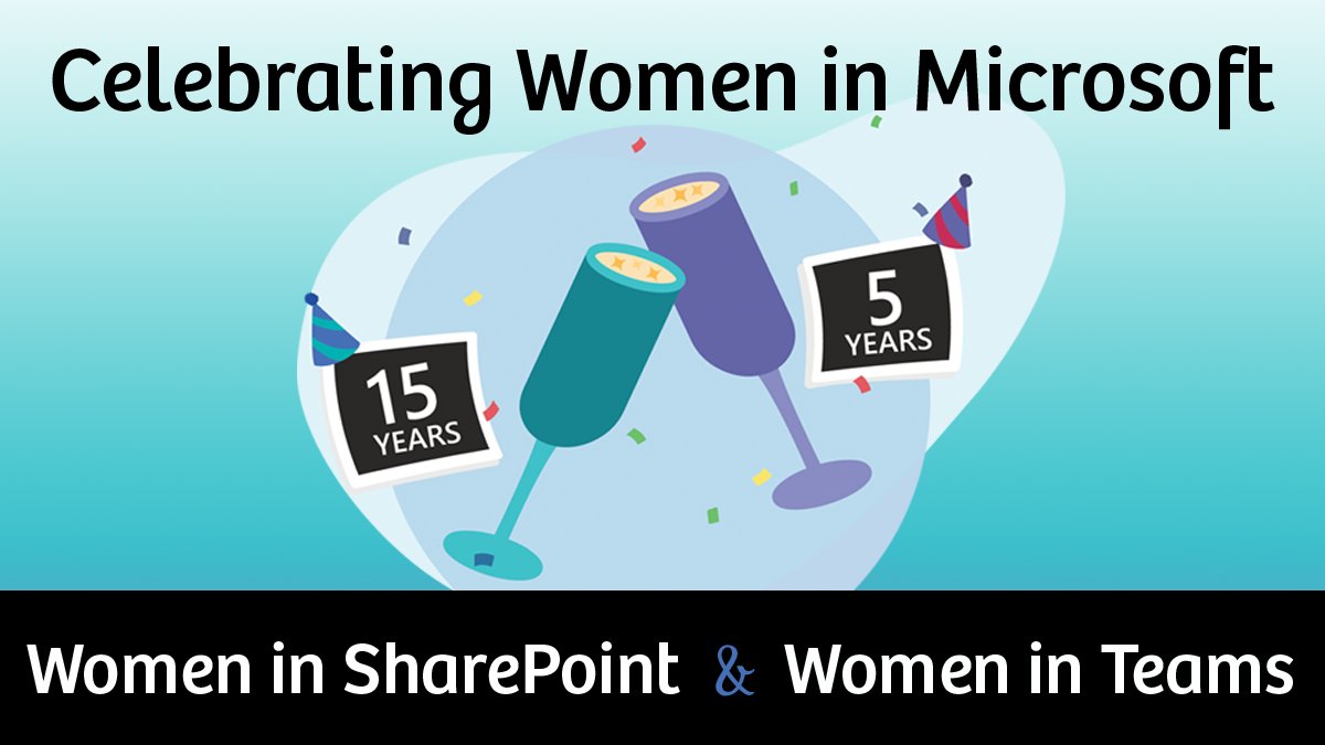 WomeninSP's tweet photo. We are excited to celebrate our 15th anniversary today with everyone at @M365CONF.  Come join us and celebrate with us and @WomenInTeams in Grand Ballroom 115 at 1:30pm. 

We celebrate with our great Women in Microsoft and allies, everyone is welcome to attend. https://t.co/MmMUDqzOPk
