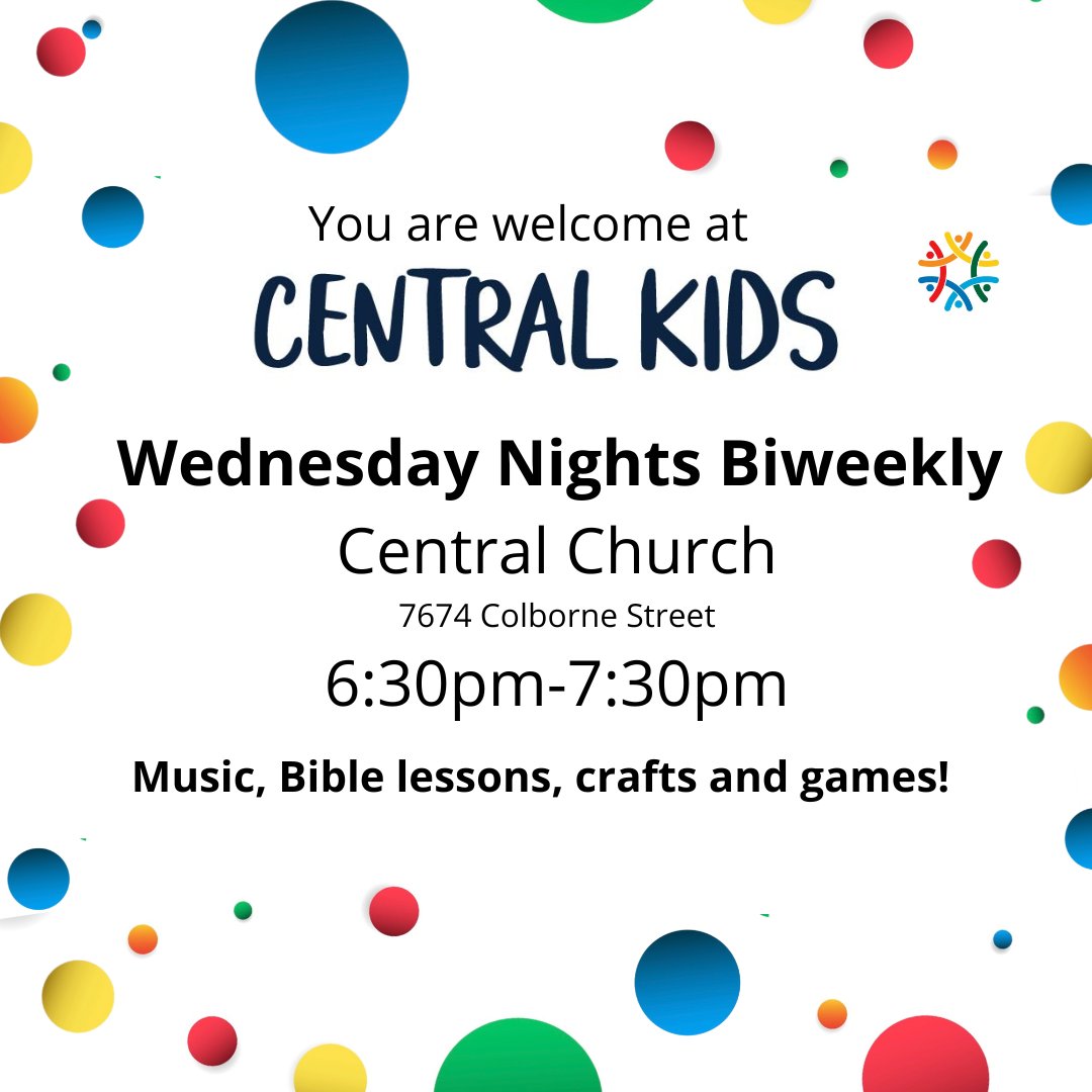 Welcome2Central's tweet photo. Central Kids is tonight!! 😎 We can’t wait to see you - remember to bring your friends! 

If you have any questions, please contact Pastor Jenna at jenna.mackenzie@centralchurch.life https://t.co/D645LTb3Hq