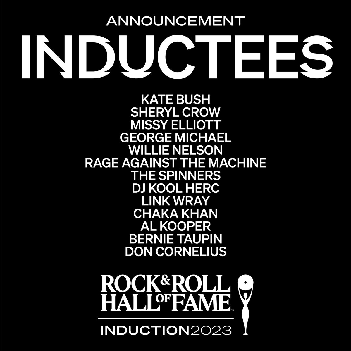 Honored to be announced as a 2023 @rockhall inductee! Among great company… #RockHall2023
