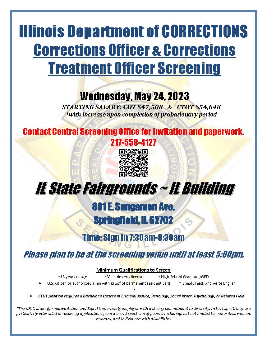 Looking for a rewarding career? <a href="/IDOC_Illinois/">Illinois Department of Corrections</a> may be a fit for you!